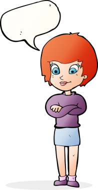 Bir insan tarafından çizilmiş konuşma balonu olan gururlu bir karikatür.