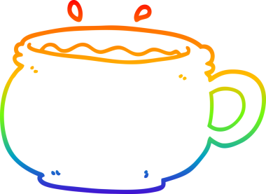 gökkuşağı gradyan çizgisi bir insan tarafından çizilmiş sıcak kahve fincanı