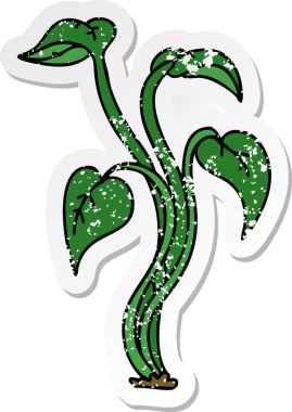 İnsan eliyle çizilmiş garip bir karikatür bitkisinin sıkıntılı çıkartması.