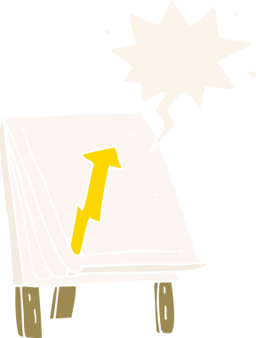 Bir insan tarafından çizilmiş, içinde konuşma balonu olan bir çizgi film çizelgesi.