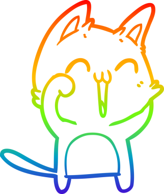 Bir insan tarafından miyavlanan mutlu bir çizgi film kedisinin çizimi.