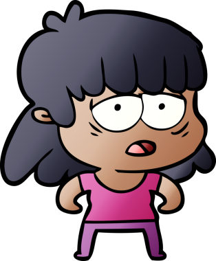 Bir insan tarafından çizilmiş yorgun bir kadın.