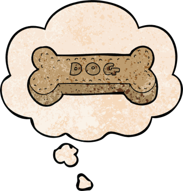 Bir insan tarafından çizilmiş grunge desenli düşünce baloncuklu çizgi köpek bisküvisi.