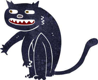 bir insan tarafından çizilmiş kara kedi çizgi filmi