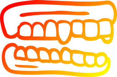 Bir insan tarafından çizilen takma dişlerin sıcak çizgi çizimi