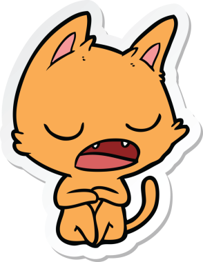 Bir insan tarafından çizilmiş konuşan kedi karikatürü.