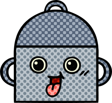 Bir insan tarafından çizilmiş yemek tenceresinin çizgi romanı.