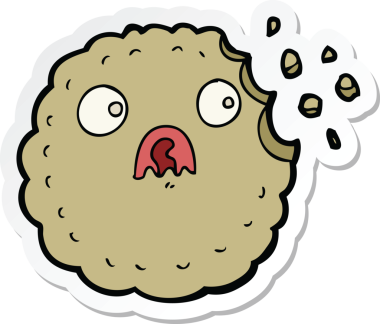 Bir insan tarafından çizilmiş korkmuş bir kurabiye karikatürünün çıkartması.