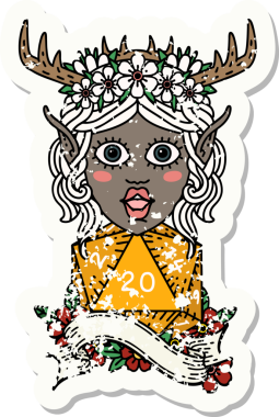 Retro Dövme Tarzı Elf Karakteri Bir insan tarafından çizilmiş doğal yirmi zar ile