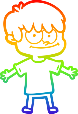 gökkuşağı gradyanı çizimi bir insan tarafından çizilmiş mutlu bir çizgi film adamı