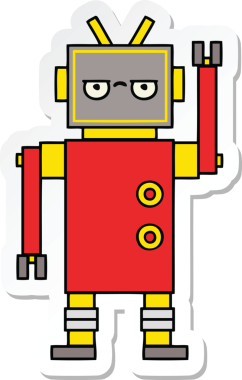 Bir insan tarafından çizilmiş, sinir bozucu, şirin bir çizgi film çıkartması.