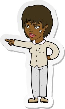 Bir insan tarafından çizilmiş bir karikatür kadının çıkartması.