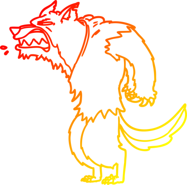 Bir insan tarafından çizilmiş kızgın bir kurt adam çizgi filmi.