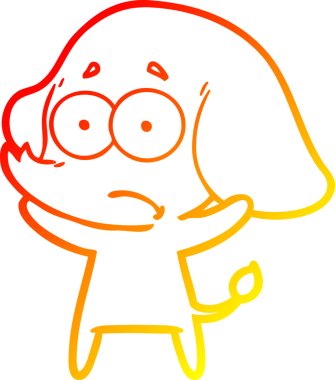 Bir insan tarafından çizilmiş, belirsiz bir filin sıcak çizgi çizimi.