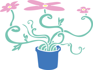 Bir insan tarafından çizilmiş bir çiçek bitkisinin el çizimi karikatürü