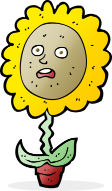 Bir insan tarafından çizilmiş karikatür çiçeği.