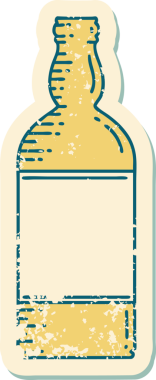 Bir insan tarafından çizilmiş sembolik dövmeli bir şişe resmi.