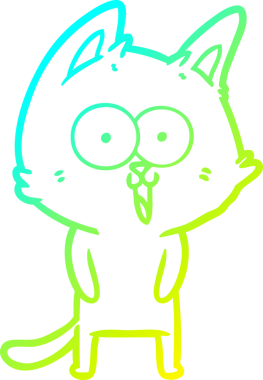 Bir insan tarafından çizilmiş komik çizgi film kedisinin soğuk gradyan çizgisi.