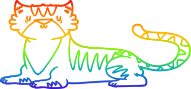 Gökkuşağı gradyan çizgi çizimi bir insan tarafından çizilmiş bir kaplan