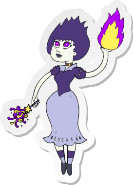 Bir insan tarafından çizilmiş ateş topu atan vampir bir kızın çıkartması.