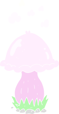 Bir insan tarafından çizilen mantarın düz renk çizimi