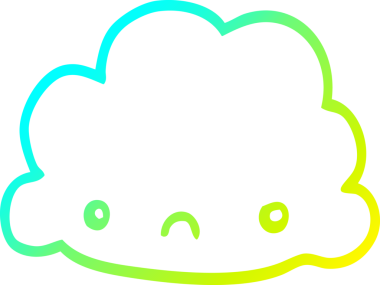 Bir insan tarafından çizilen karikatür bulutunun soğuk gradyan çizimi