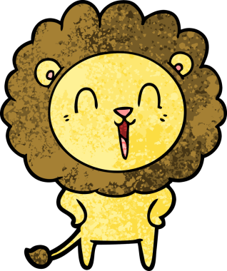 Bir insan tarafından çizilmiş gülen aslan çizgi filmi.