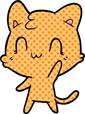 Bir insan tarafından çizilmiş mutlu bir kedi.