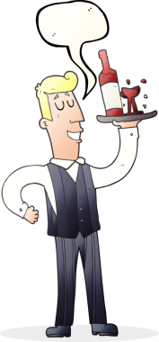 Bir insan tarafından çizilmiş serbest konuşma balonu çizgi film garsonu.