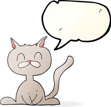 Bir insan tarafından çizilmiş serbest konuşma balonu çizgi film kedisi