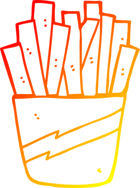 Bir insan tarafından çizilmiş bir patates kızartmasının çizgi film çizimi.