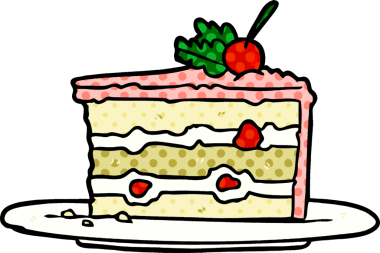 Çizgi film lezzetli tatlı; bir insan tarafından çizilmiş pasta.