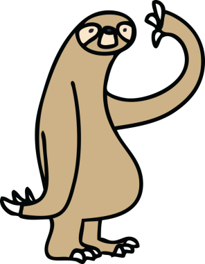 Bir insan tarafından çizilmiş garip bir çizgi film tembel hayvanı.