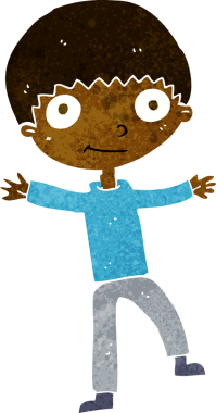 Bir insan tarafından çizilmiş mutlu çocuk çizgi filmi.