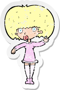 Bir insan tarafından çizilen el sallayan bir kız çizgi filminin gerilimli yapıştırması.