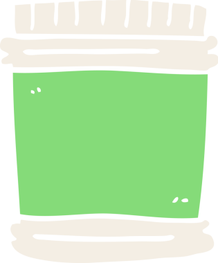 Bir insan tarafından çizilmiş vitamin kapları.