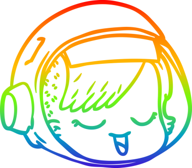 gökkuşağı gradyan çizgi çizimi bir insan tarafından çizilmiş astronot yüzü