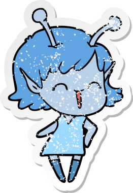 Bir insan tarafından çizilmiş uzaylı bir kızın kederli çıkartması.