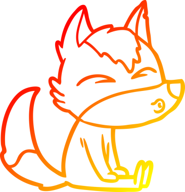 Bir insan tarafından çizilmiş bir kurt çizgi filminin sıcak çizgi çizimi.