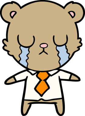 Bir insan tarafından çizilmiş ağlayan çizgi film ayısı.