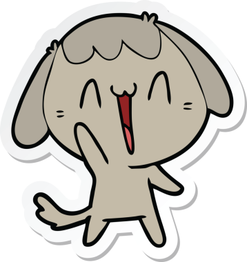 Bir insan tarafından çizilmiş şirin bir köpeğin çıkartması.