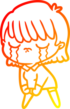 Bir insan tarafından çizilmiş, ağlayan bir çizgi kadın çizimi.