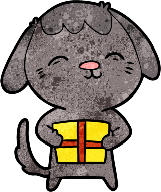 Bir insan tarafından çizilmiş mutlu çizgi film köpeği.