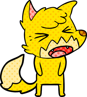 Bir insan tarafından çizilmiş tilki çizgi film karakteri