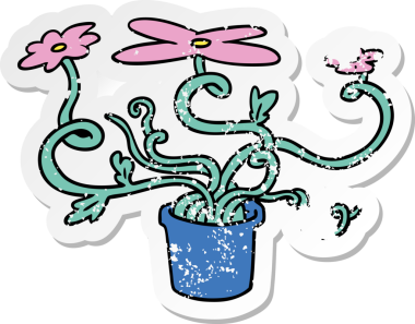 Bir insan tarafından çizilmiş bir çiçek bitkisinin çizilmiş karikatürü.