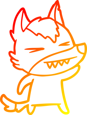 Bir insan tarafından çizilmiş kızgın bir kurt çizgi karakteri.