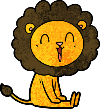 Bir insan tarafından çizilmiş gülen aslan çizgi filmi.