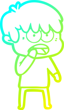 Bir insan tarafından çizilmiş endişeli çizgi film çocuğunun soğuk gradyan çizgisi.