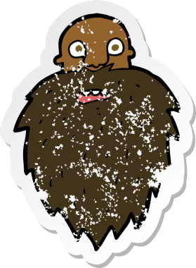 Bir insan tarafından çizilmiş sakallı bir karikatür çıkartması.