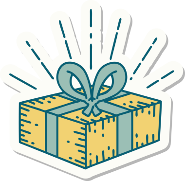 Bir insan tarafından çizilmiş dövme stili Noel hediyesi.